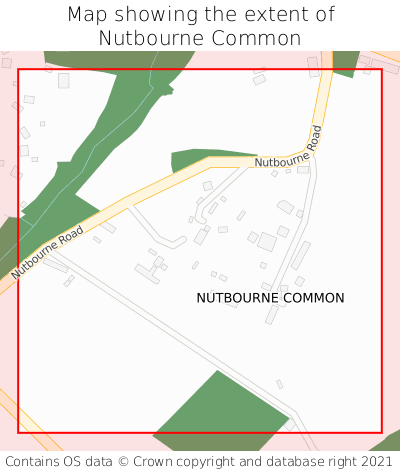 Map showing extent of Nutbourne Common as bounding box