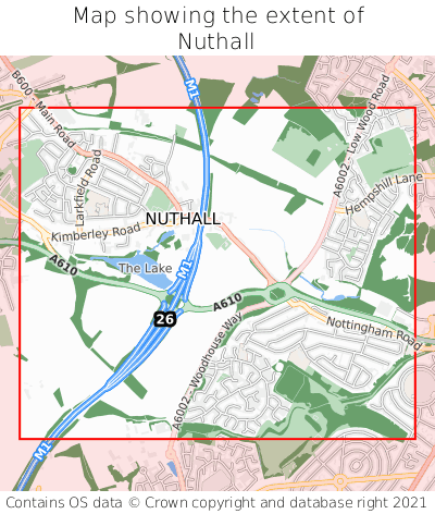 Map showing extent of Nuthall as bounding box