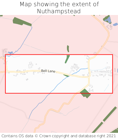 Map showing extent of Nuthampstead as bounding box