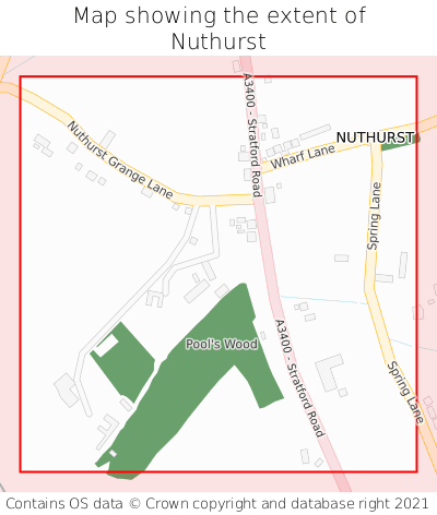 Map showing extent of Nuthurst as bounding box