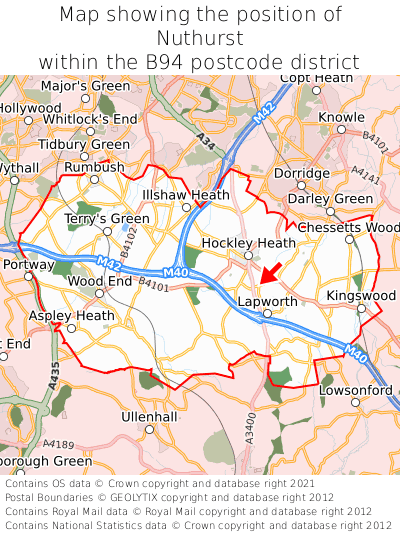 Map showing location of Nuthurst within B94