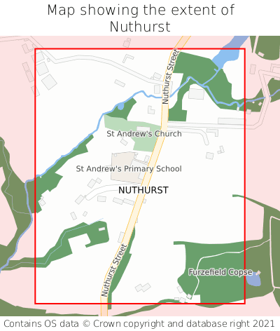 Map showing extent of Nuthurst as bounding box