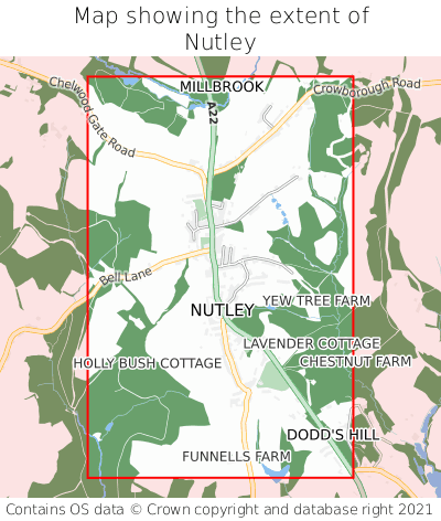Map showing extent of Nutley as bounding box