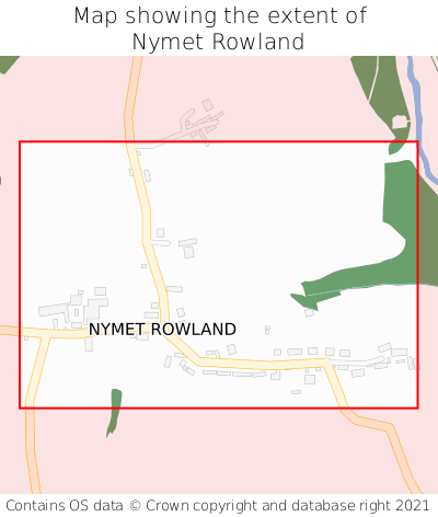 Map showing extent of Nymet Rowland as bounding box