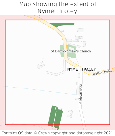 Map showing extent of Nymet Tracey as bounding box