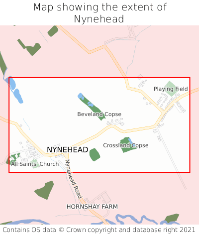 Map showing extent of Nynehead as bounding box