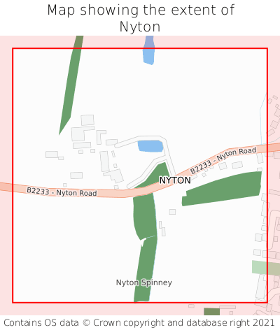 Map showing extent of Nyton as bounding box