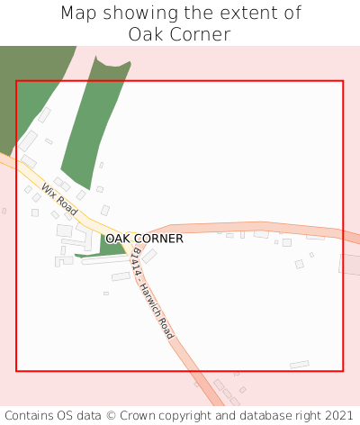 Map showing extent of Oak Corner as bounding box