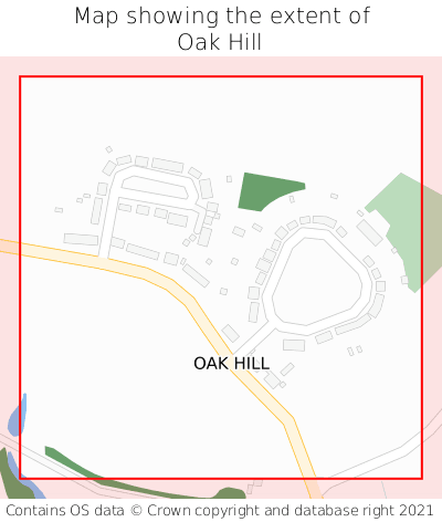 Map showing extent of Oak Hill as bounding box