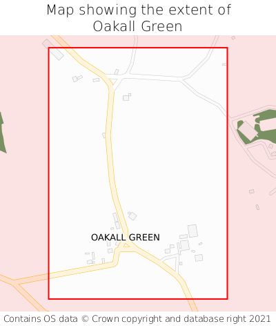 Map showing extent of Oakall Green as bounding box