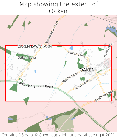 Map showing extent of Oaken as bounding box