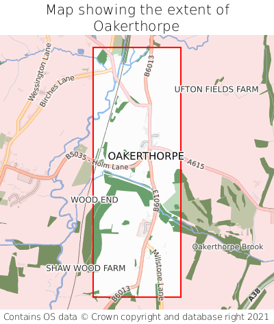 Map showing extent of Oakerthorpe as bounding box
