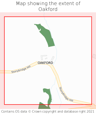 Map showing extent of Oakford as bounding box