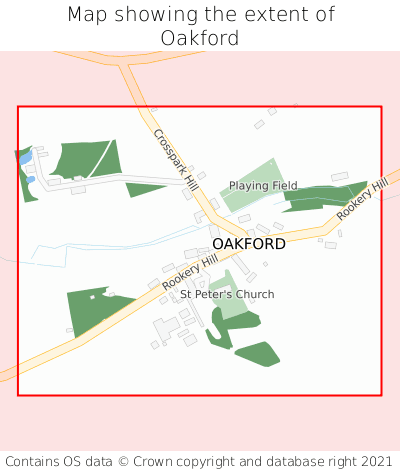 Map showing extent of Oakford as bounding box