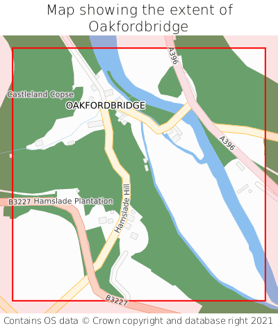 Map showing extent of Oakfordbridge as bounding box