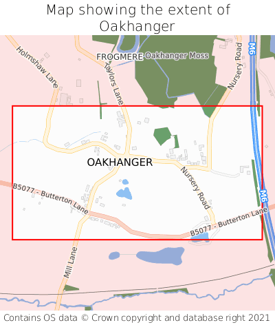Map showing extent of Oakhanger as bounding box