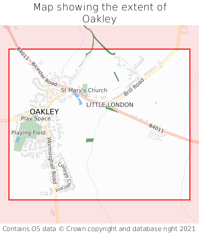 Map showing extent of Oakley as bounding box