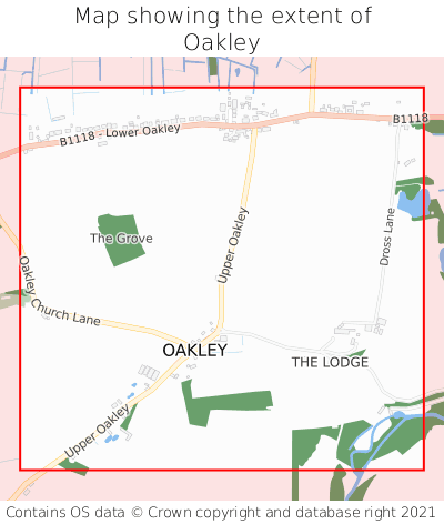 Map showing extent of Oakley as bounding box