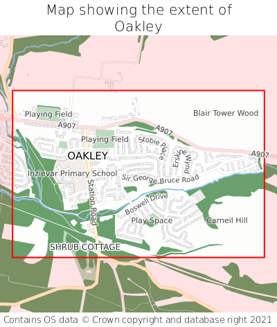 Map showing extent of Oakley as bounding box