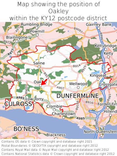 Map showing location of Oakley within KY12