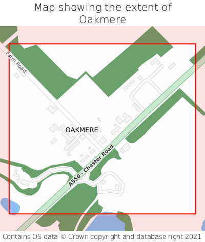 Map showing extent of Oakmere as bounding box