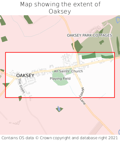 Map showing extent of Oaksey as bounding box