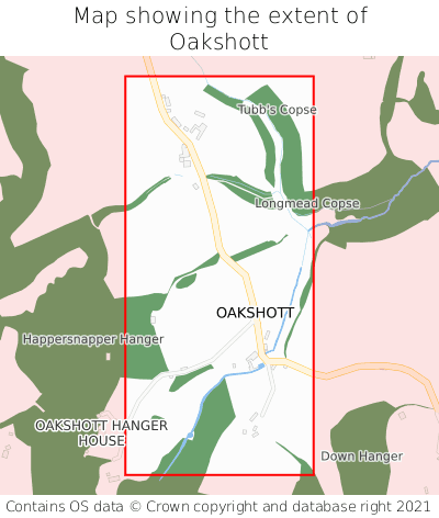 Map showing extent of Oakshott as bounding box
