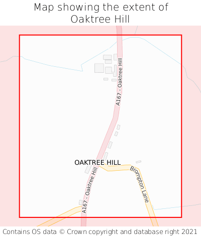 Map showing extent of Oaktree Hill as bounding box