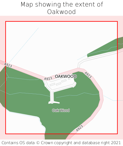 Map showing extent of Oakwood as bounding box