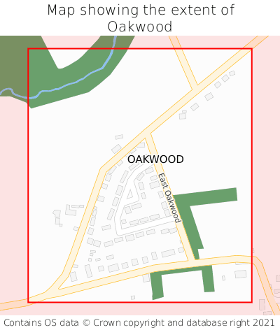 Map showing extent of Oakwood as bounding box