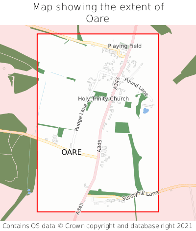 Map showing extent of Oare as bounding box