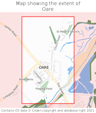 Map showing extent of Oare as bounding box