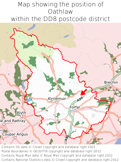 Map showing location of Oathlaw within DD8