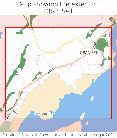 Map showing extent of Oban Seil as bounding box