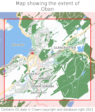 Map showing extent of Oban as bounding box