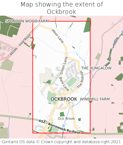 Map showing extent of Ockbrook as bounding box