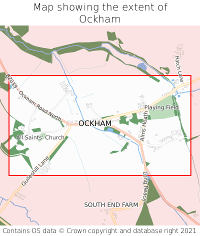 Map showing extent of Ockham as bounding box