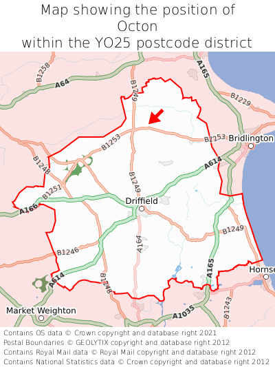 Map showing location of Octon within YO25