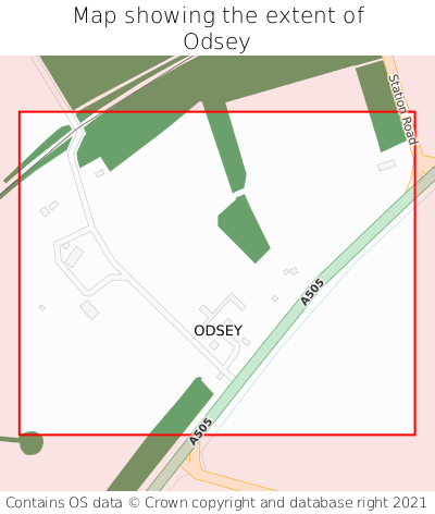 Map showing extent of Odsey as bounding box