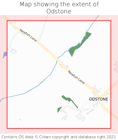 Map showing extent of Odstone as bounding box
