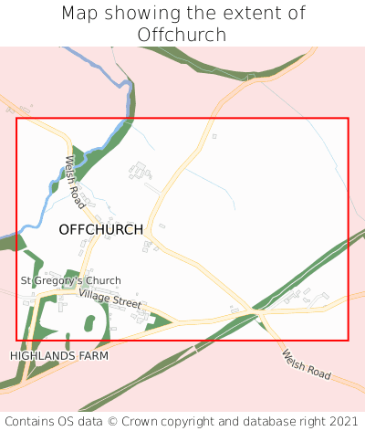 Map showing extent of Offchurch as bounding box