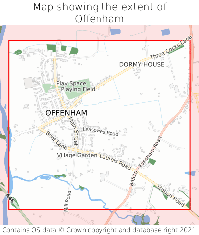 Map showing extent of Offenham as bounding box