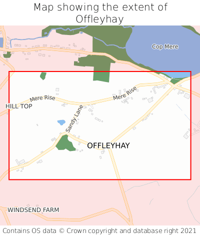 Map showing extent of Offleyhay as bounding box