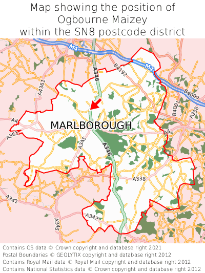Map showing location of Ogbourne Maizey within SN8
