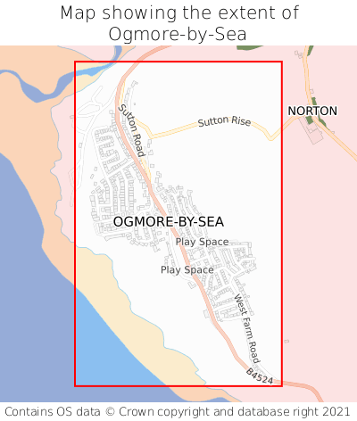 Map showing extent of Ogmore-by-Sea as bounding box
