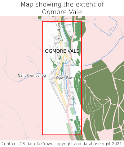 Map showing extent of Ogmore Vale as bounding box
