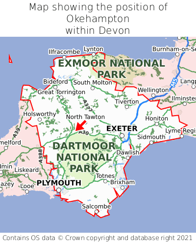 Map Of Okehampton Area Where Is Okehampton? Okehampton On A Map