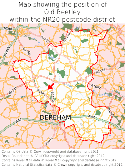 Map showing location of Old Beetley within NR20