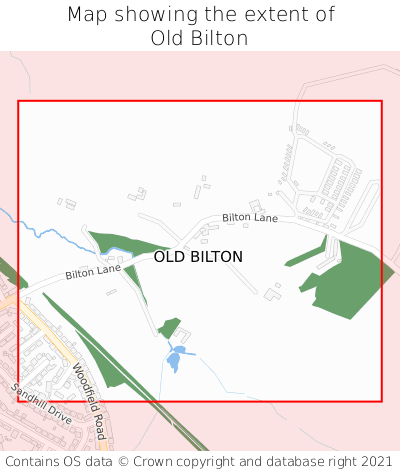 Map showing extent of Old Bilton as bounding box