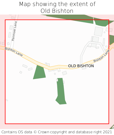 Map showing extent of Old Bishton as bounding box